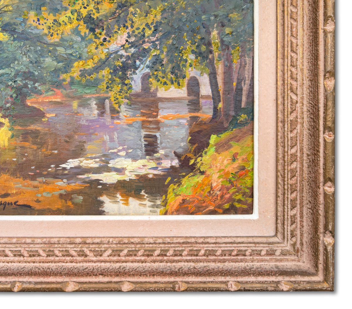 Moulin Noir, paysage du Médoc, Huile sur toile du XXe siècle de Raoul P. T. Dosque (1860–1937)-photo-2