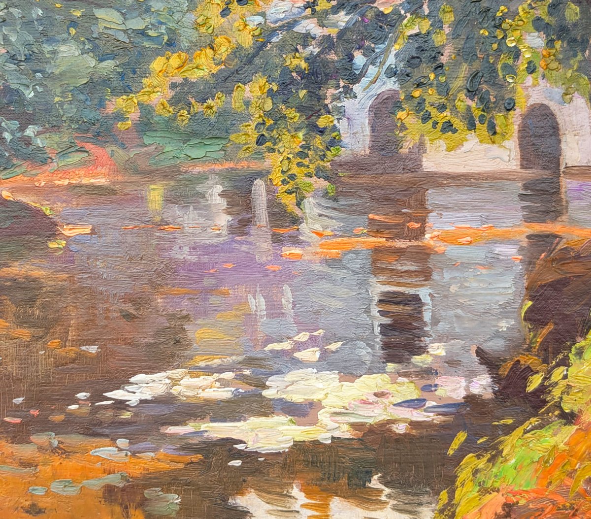 Moulin Noir, paysage du Médoc, Huile sur toile du XXe siècle de Raoul P. T. Dosque (1860–1937)-photo-3