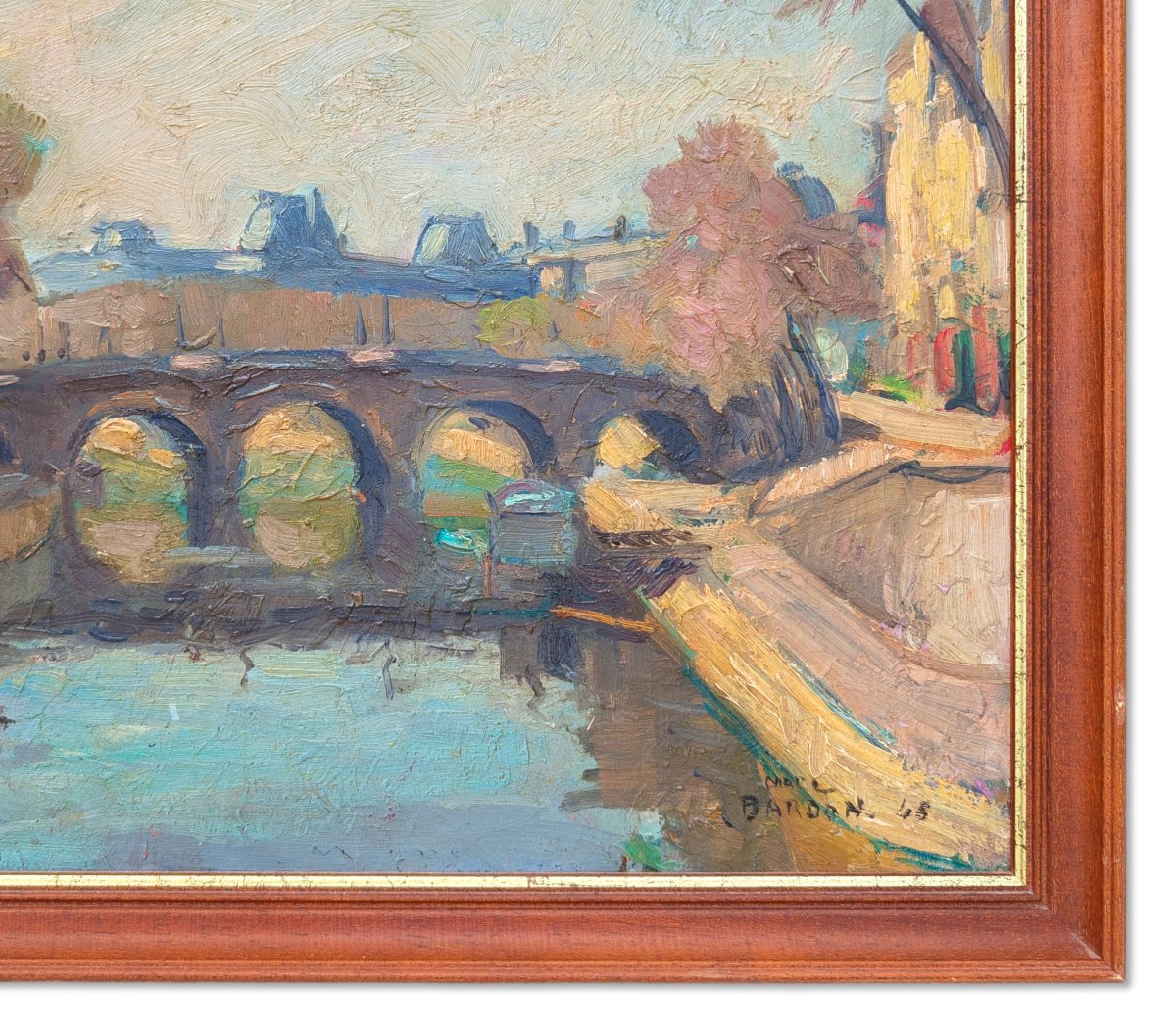 The Quays Of Paris - Oil On Panel, Signed Marc Bardon (19th–20th Century)-photo-3