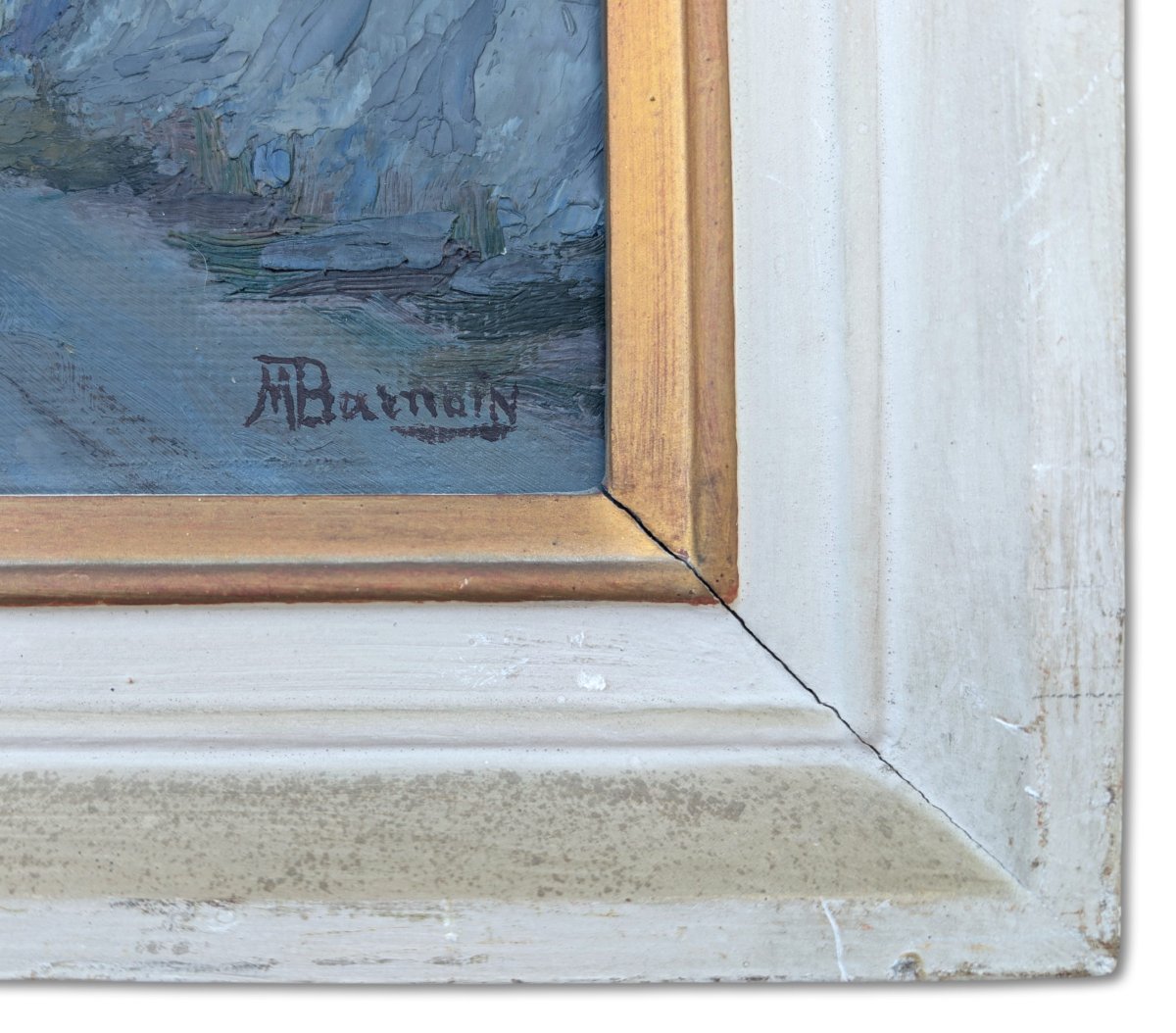 La Côte, huile sur panneau, circa 1950, signée M. Barmain (XXe siècle)-photo-4