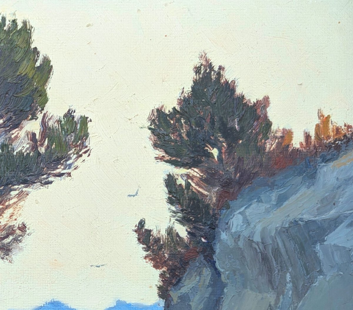 La Côte, huile sur panneau, circa 1950, signée M. Barmain (XXe siècle)-photo-1