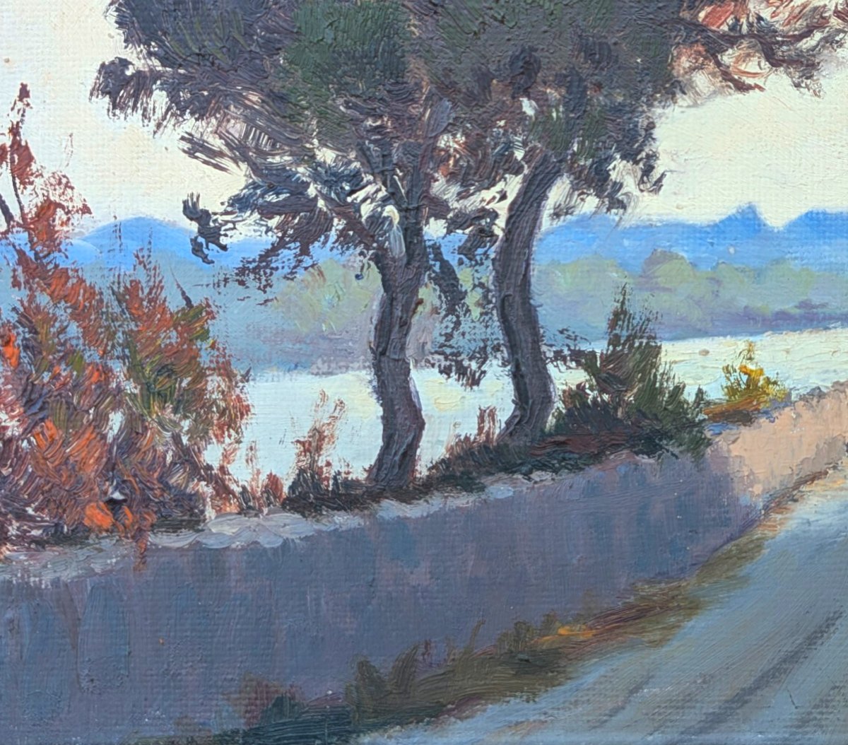 La Côte, huile sur panneau, circa 1950, signée M. Barmain (XXe siècle)-photo-4