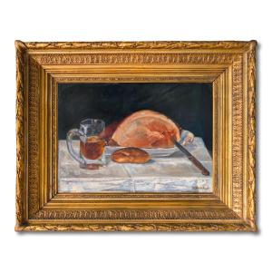 Painting, Still Life On Wood Panel, Signed Bartol Wilhelm Van Laar (1818–1901)