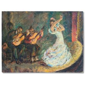 Carmen Amaya On Stage, Oil On Canvas, Signed On The Back