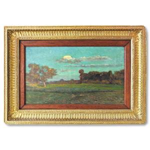 Peinture, paysage, vue de campagne, signée Jean René Bellecour (1874–1955) et daté 1908