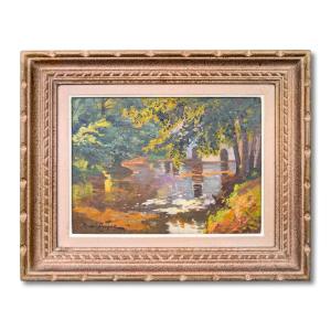 Moulin Noir, paysage du Médoc, Huile sur toile du XXe siècle de Raoul P. T. Dosque (1860–1937)