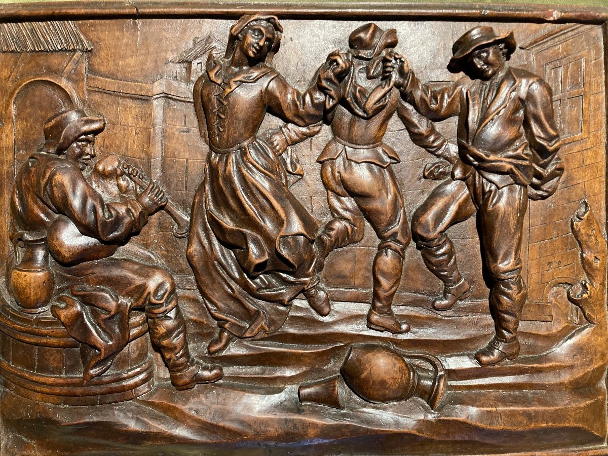 Paire De Plaque En Bois Sculpté-photo-3