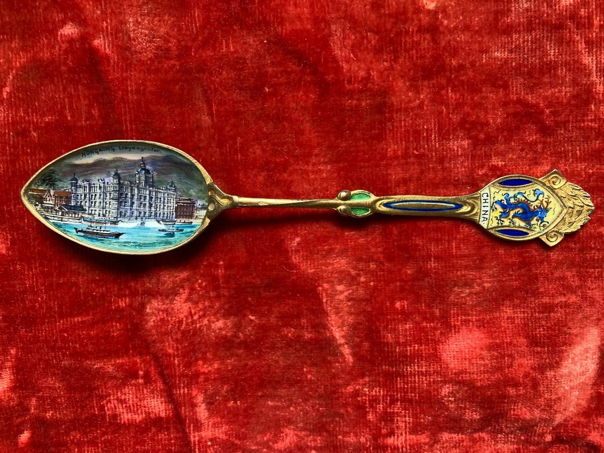 Series Of 15 Small Spoons In Silver And Enamel-photo-3