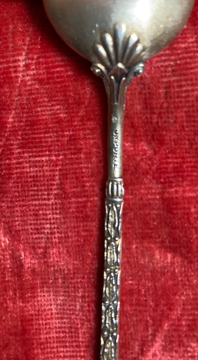 Series Of 15 Small Spoons In Silver And Enamel-photo-8
