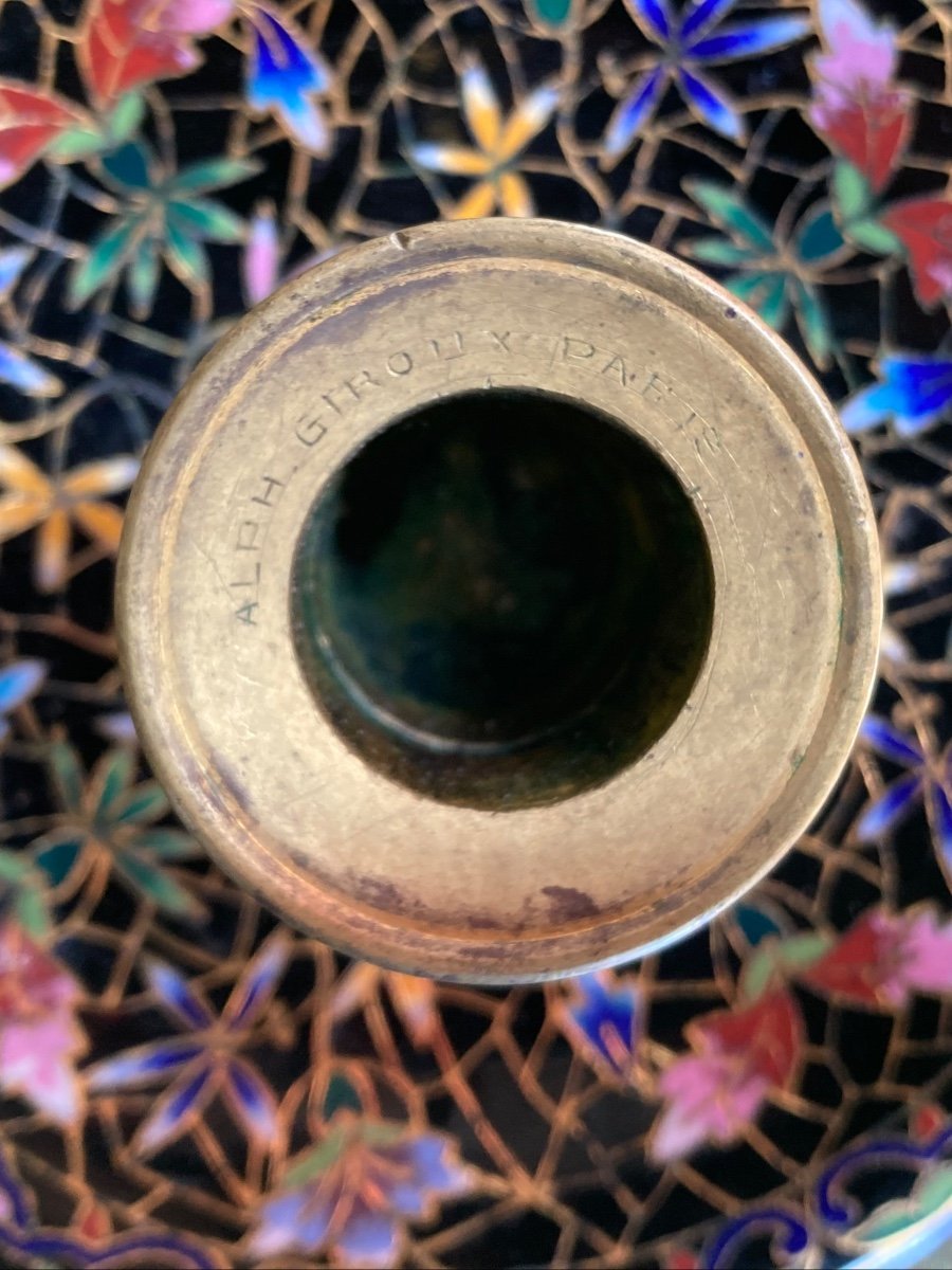 Enamel Candle Holder Stamped Alphonse Giroux Paris-photo-4