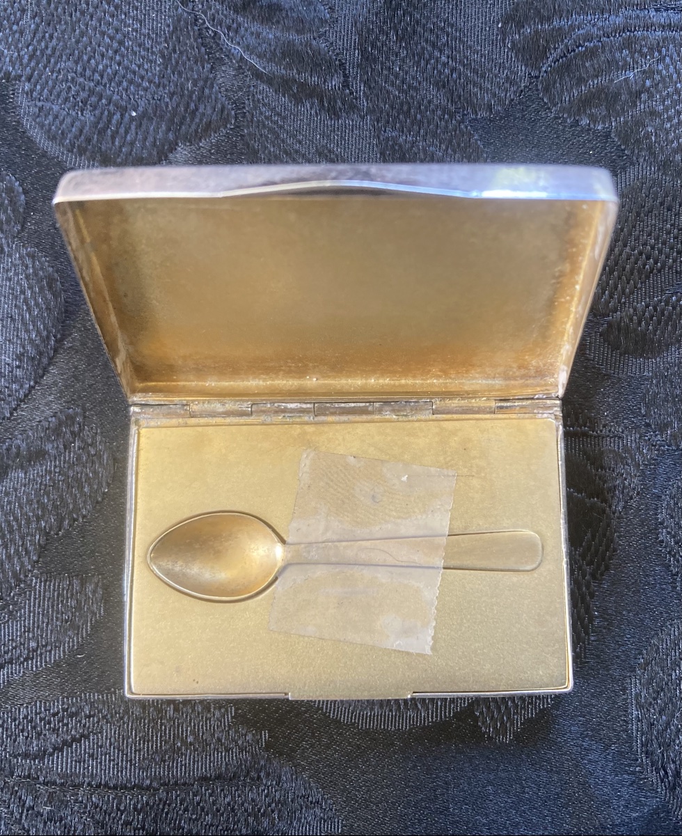 Petite boîte argent avec sa cuillère -photo-2