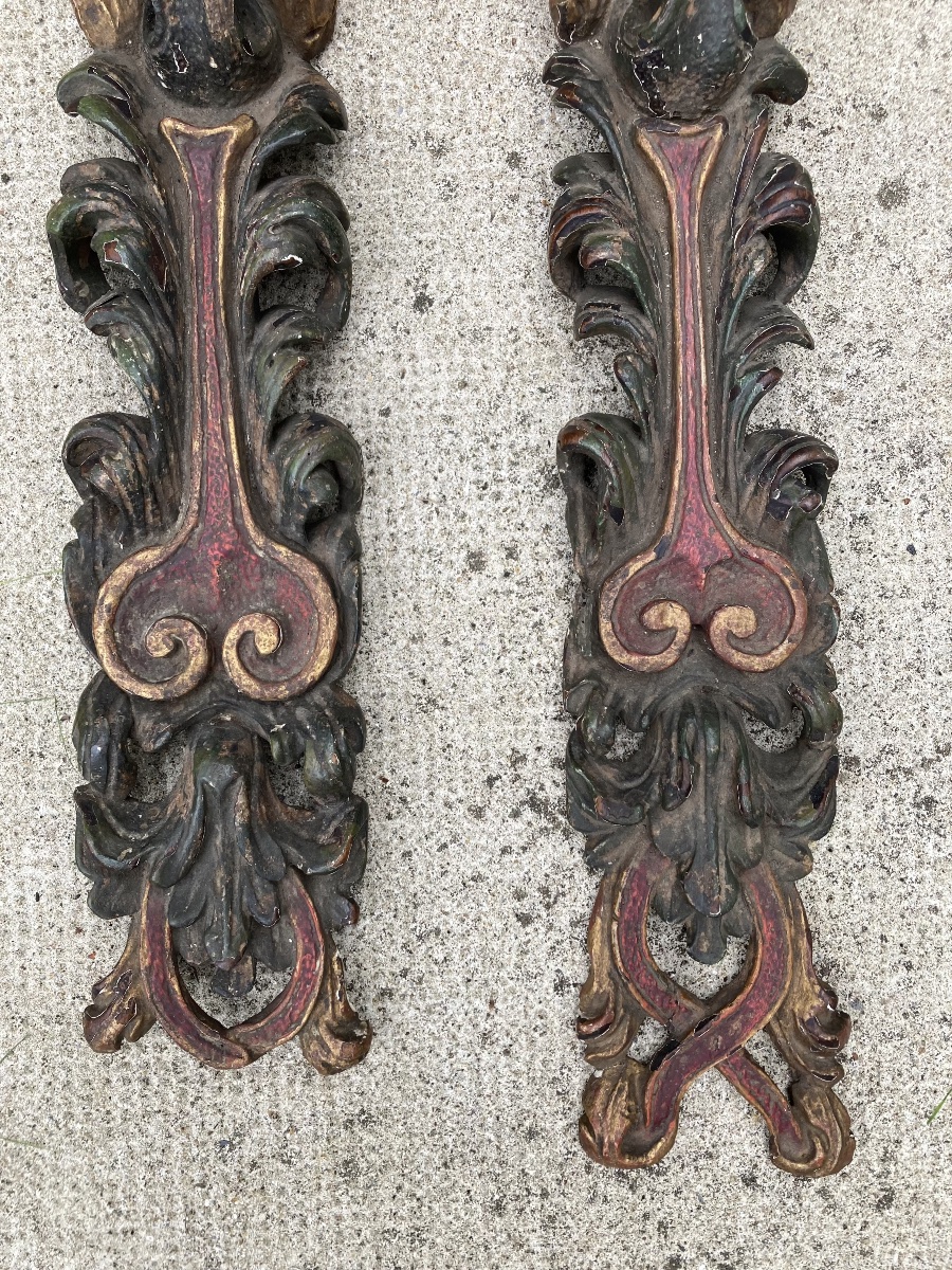 Paire de bois sculptés et peints-photo-2