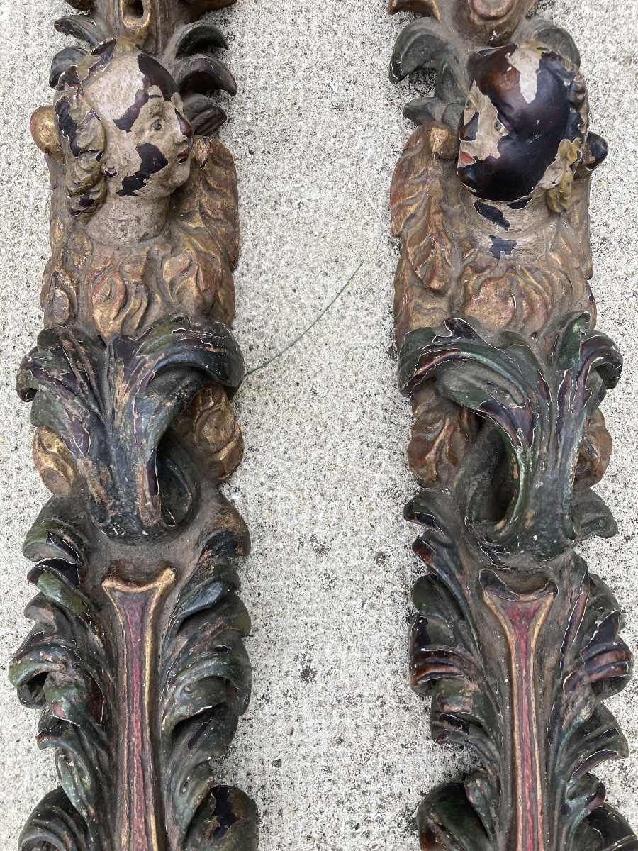Paire de bois sculptés et peints-photo-3