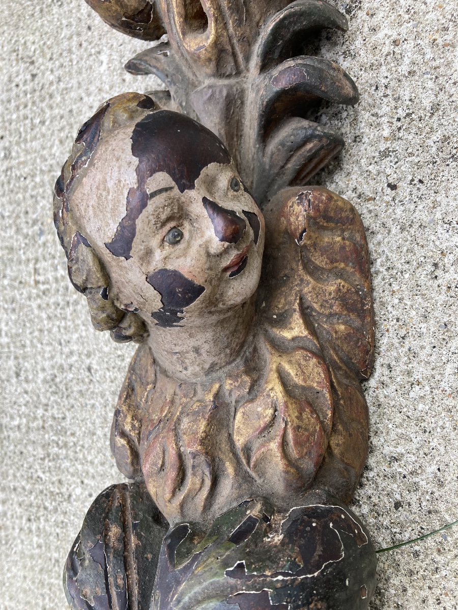 Paire de bois sculptés et peints-photo-4