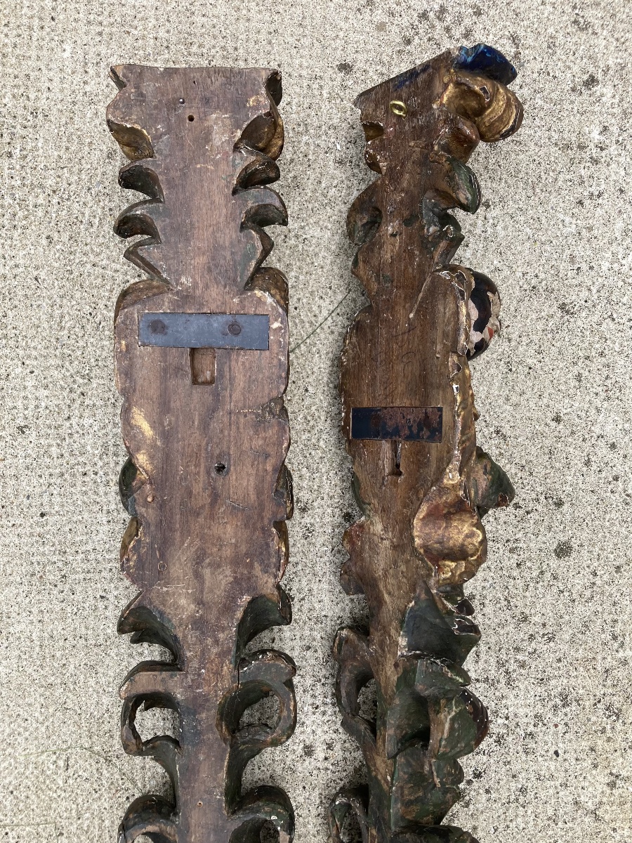 Paire de bois sculptés et peints-photo-5
