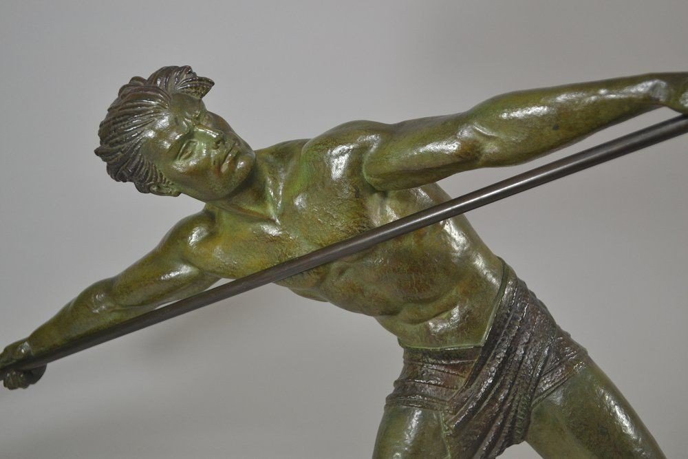 Dh. Chiparus. Le Lanceur De Javelot. Grande Sculpture En Metal.-photo-4