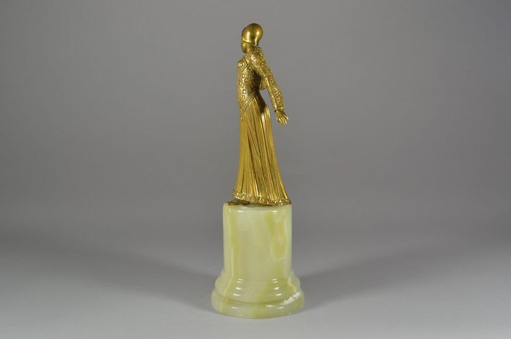 Georges Gori. Sculpture En Bronze. Elegante Art Deco.-photo-3