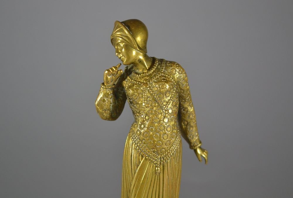 Georges Gori. Sculpture En Bronze. Elegante Art Deco.-photo-4