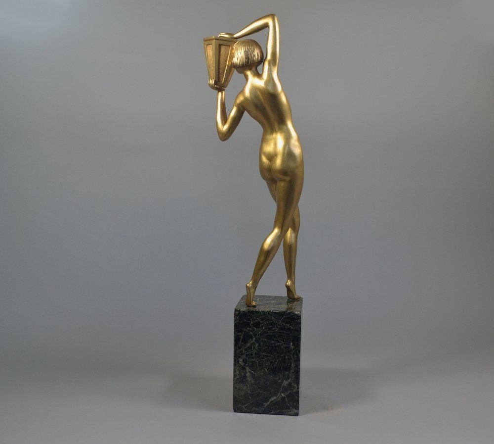 Grande Sculpture En Bronze 62 Cm Danseuse à La Jarre. Art Déco.-photo-5