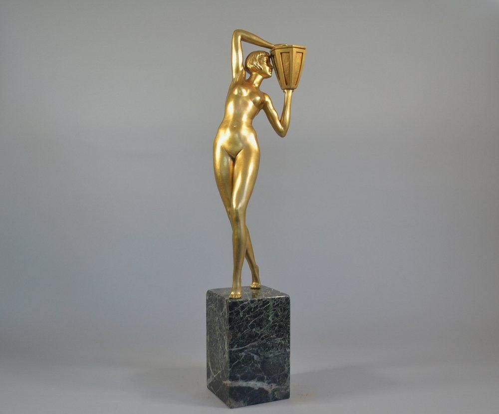 Grande Sculpture En Bronze 62 Cm Danseuse à La Jarre. Art Déco.-photo-7