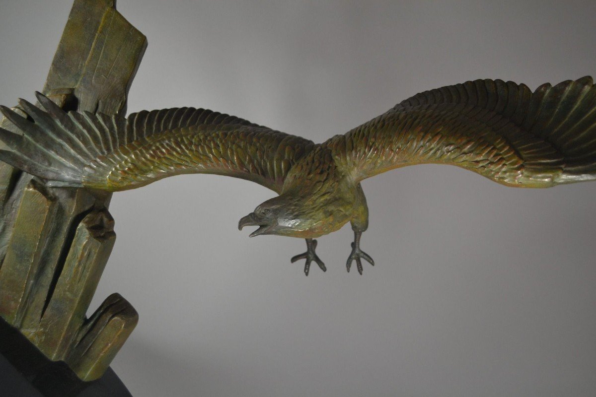 Large Art Deco Sculpture Of An Eagle - Signed Rulas-photo-2