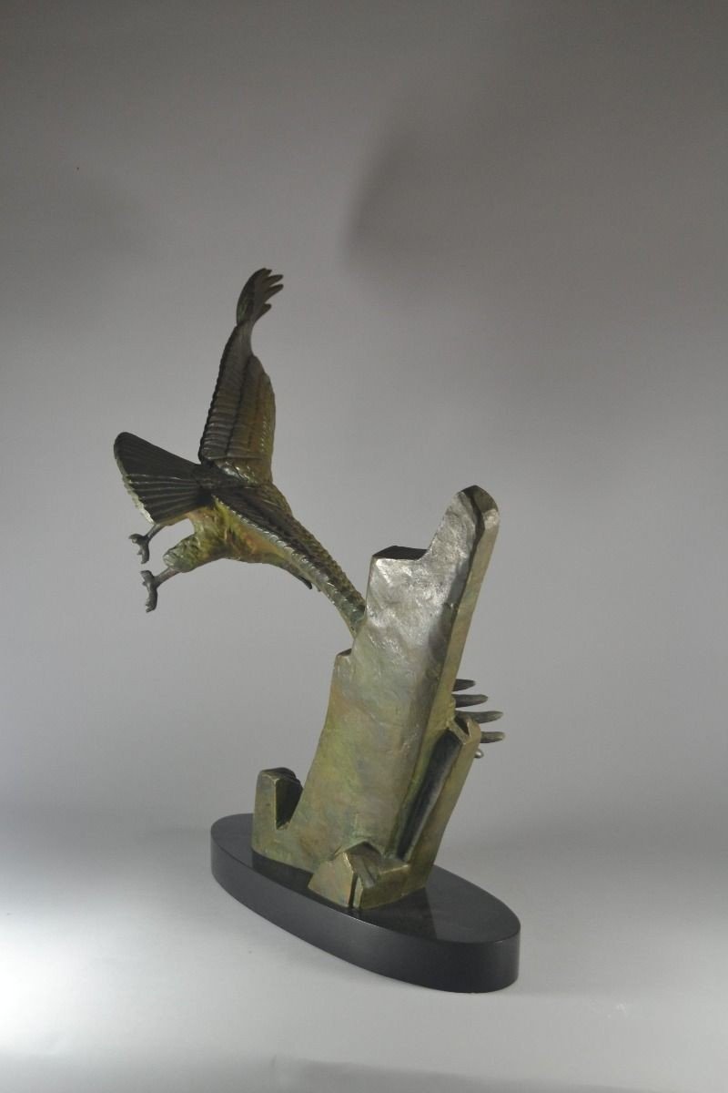 Large Art Deco Sculpture Of An Eagle - Signed Rulas-photo-4