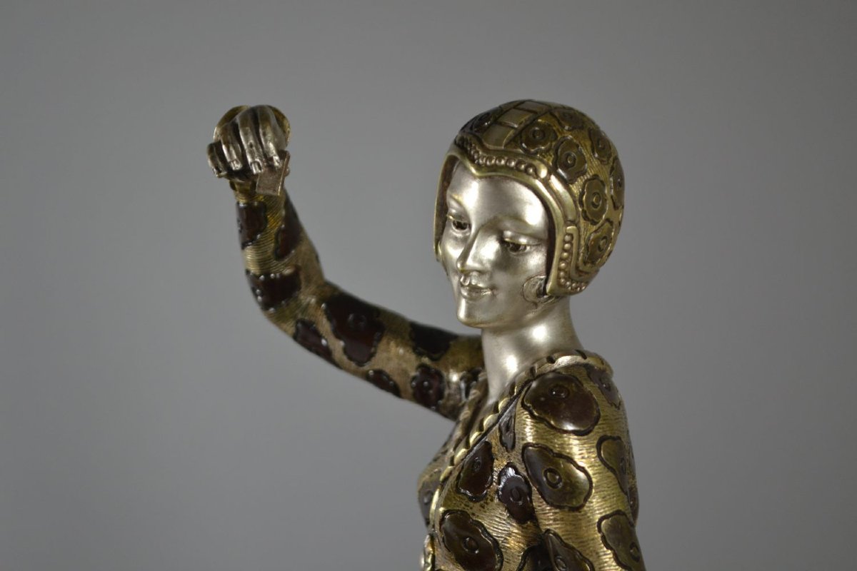 Henri Molins. Groupe art deco en bronze. Elegante au lévrier-photo-8