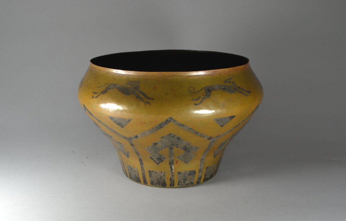Rare Fernand Grange Dinanderie Vase -photo-1
