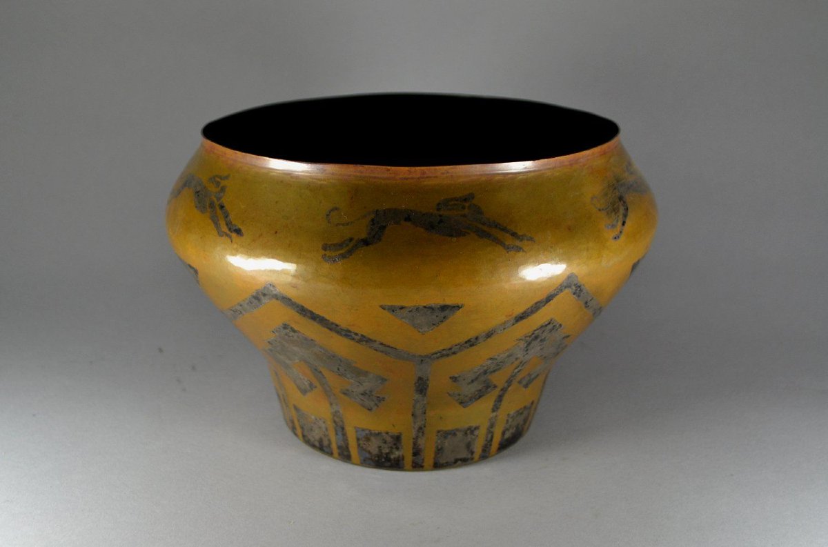 Rare Fernand Grange Dinanderie Vase -photo-2