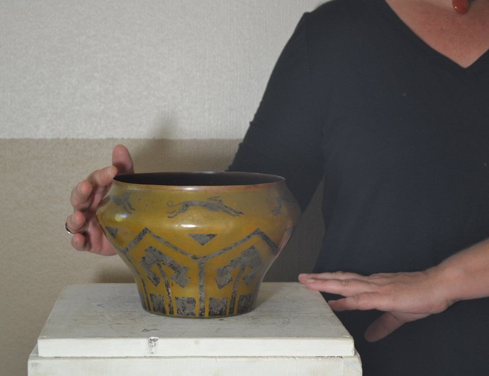 Rare Fernand Grange Dinanderie Vase -photo-4