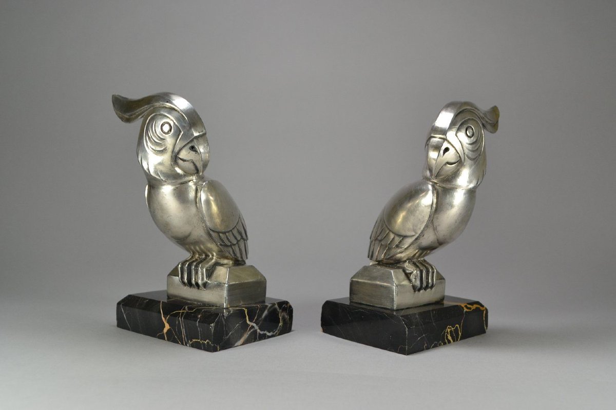 Georges Henri Laurent Bronze Bookends. Parrots. Georges Henri Laurent (1880-1940)-photo-1