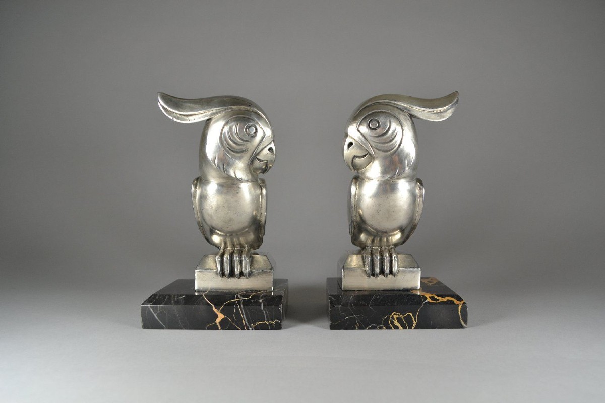 Georges Henri Laurent Bronze Bookends. Parrots. Georges Henri Laurent (1880-1940)