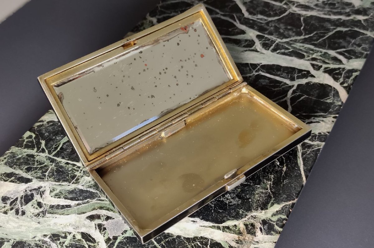 Sterling Silver, Enamel And Malachite Compact. French 1930. Jean Fouquet ?-photo-4