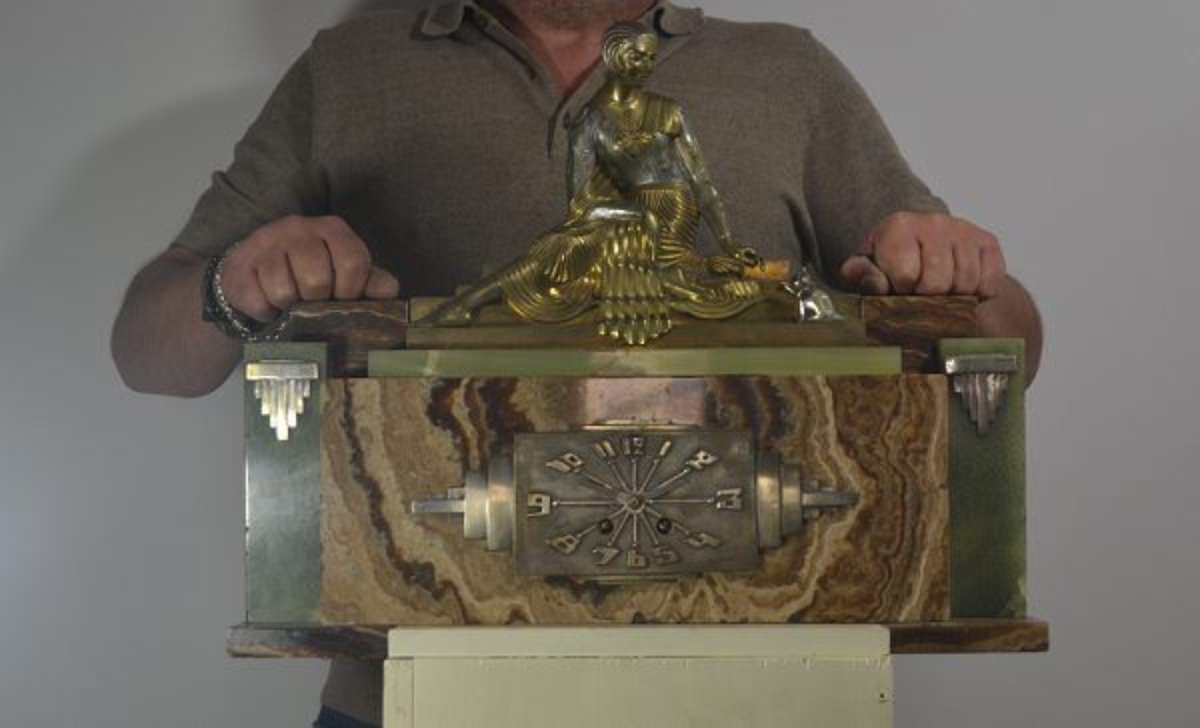 Georges Lavroff Impressive Art Deco Bronze And Marble Clock Georges Lavroff (1895-1991)-photo-1