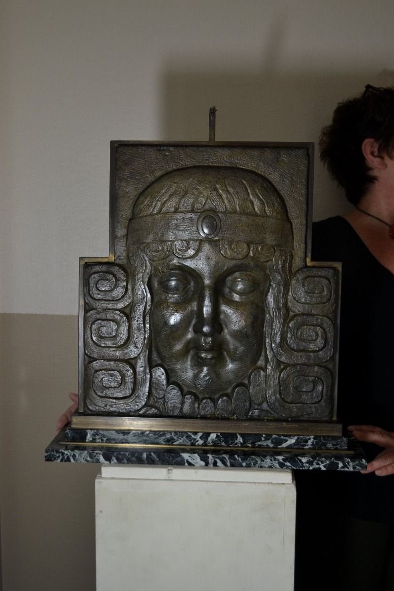 Stunning Art Deco Sculpture. Architectural. Femal Face. (janniot ?)-photo-2