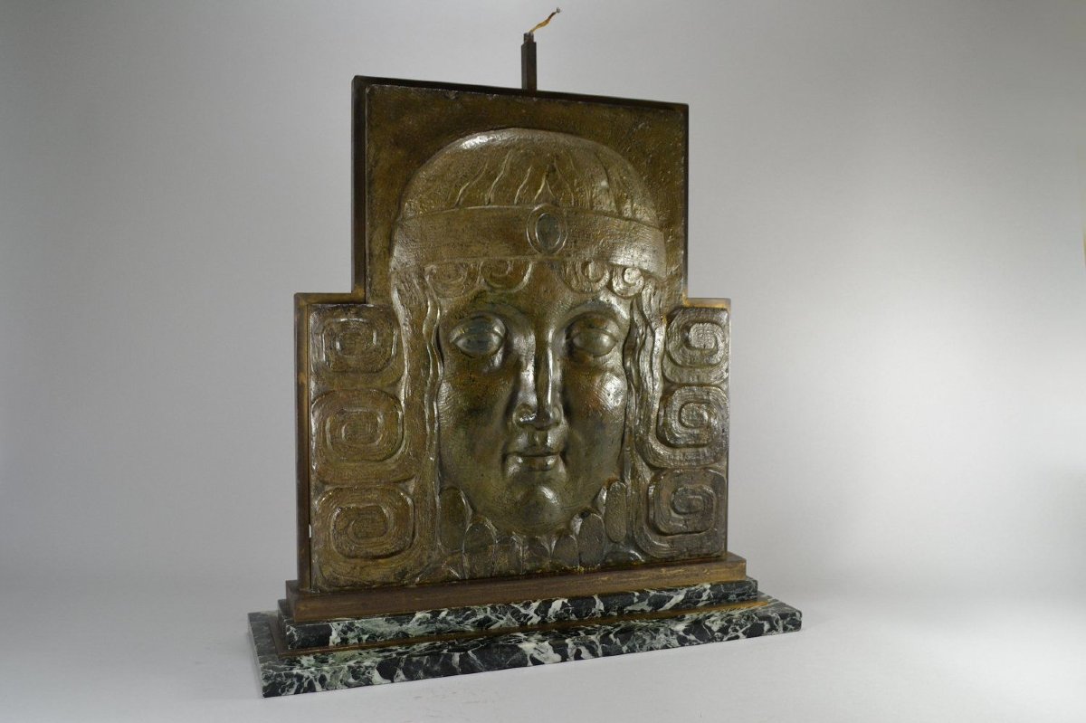 Stunning Art Deco Sculpture. Architectural. Femal Face. (janniot ?)-photo-3