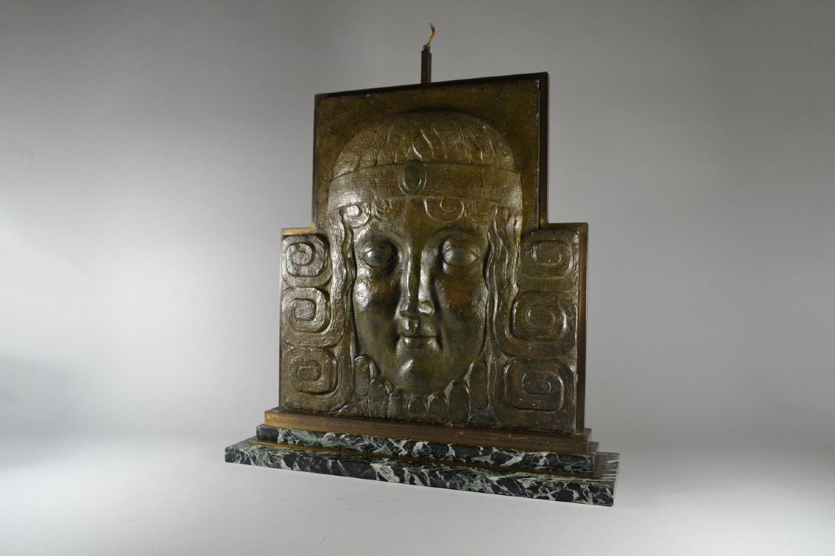 Stunning Art Deco Sculpture. Architectural. Femal Face. (janniot ?)-photo-4