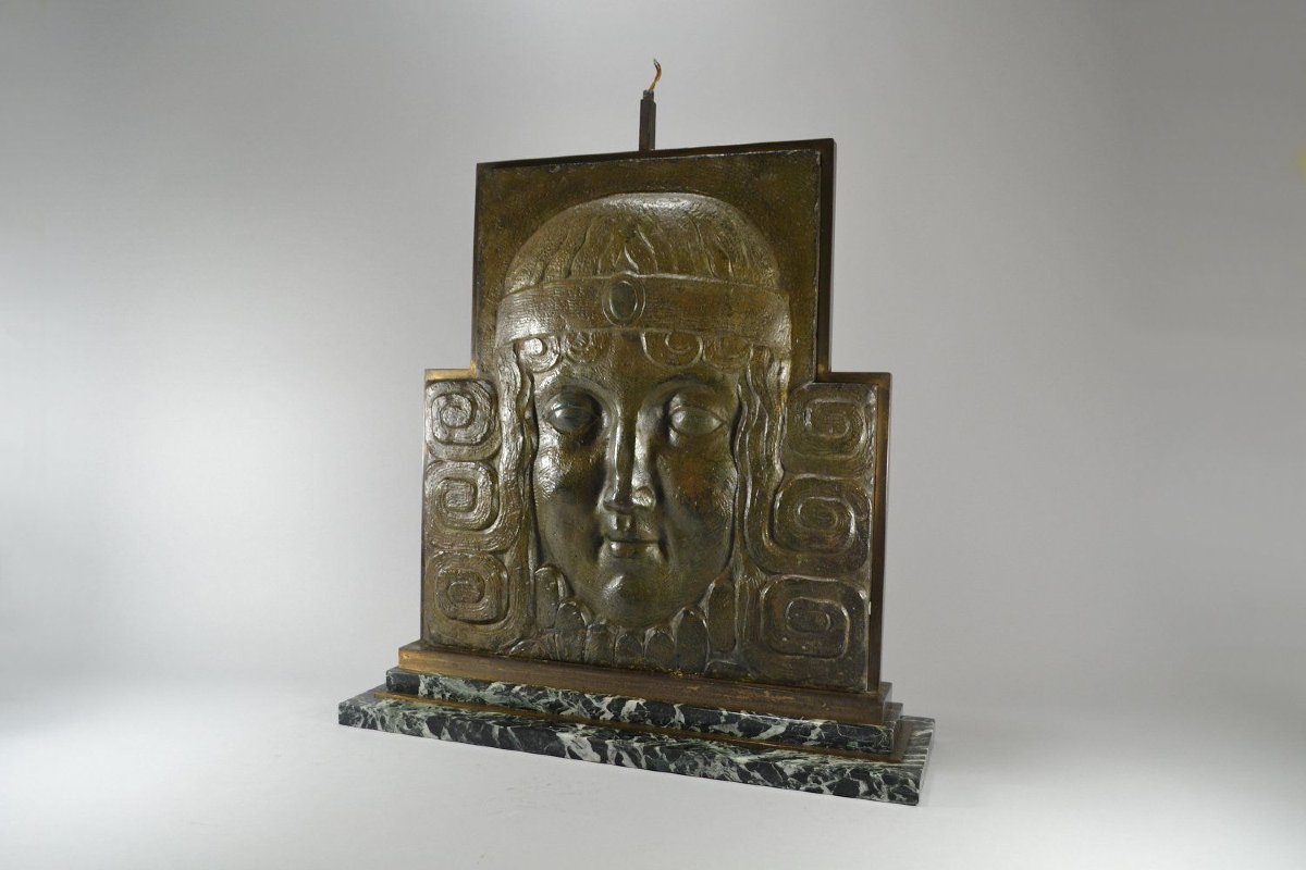 Stunning Art Deco Sculpture. Architectural. Femal Face. (janniot ?)-photo-1