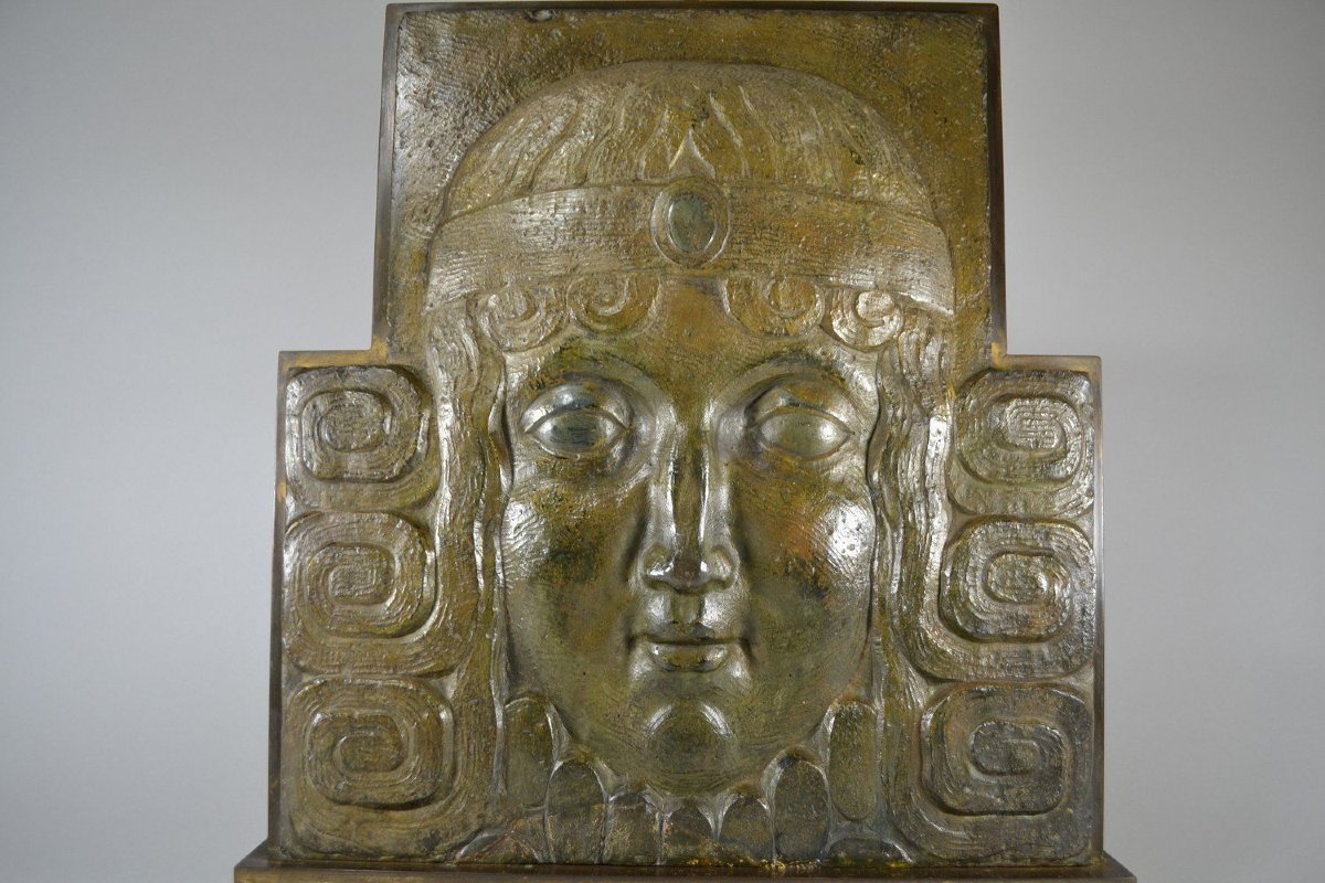 Stunning Art Deco Sculpture. Architectural. Femal Face. (janniot ?)-photo-3