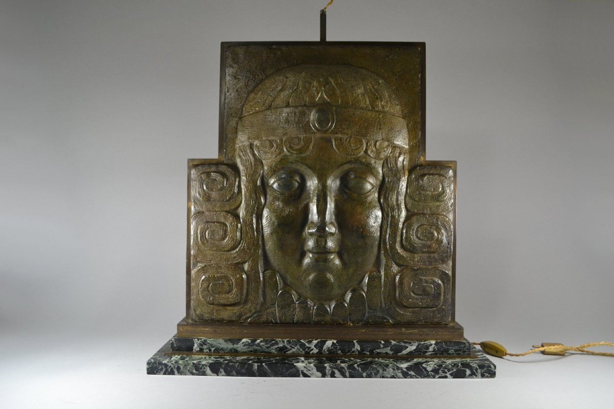 Stunning Art Deco Sculpture. Architectural. Femal Face. (janniot ?)-photo-4