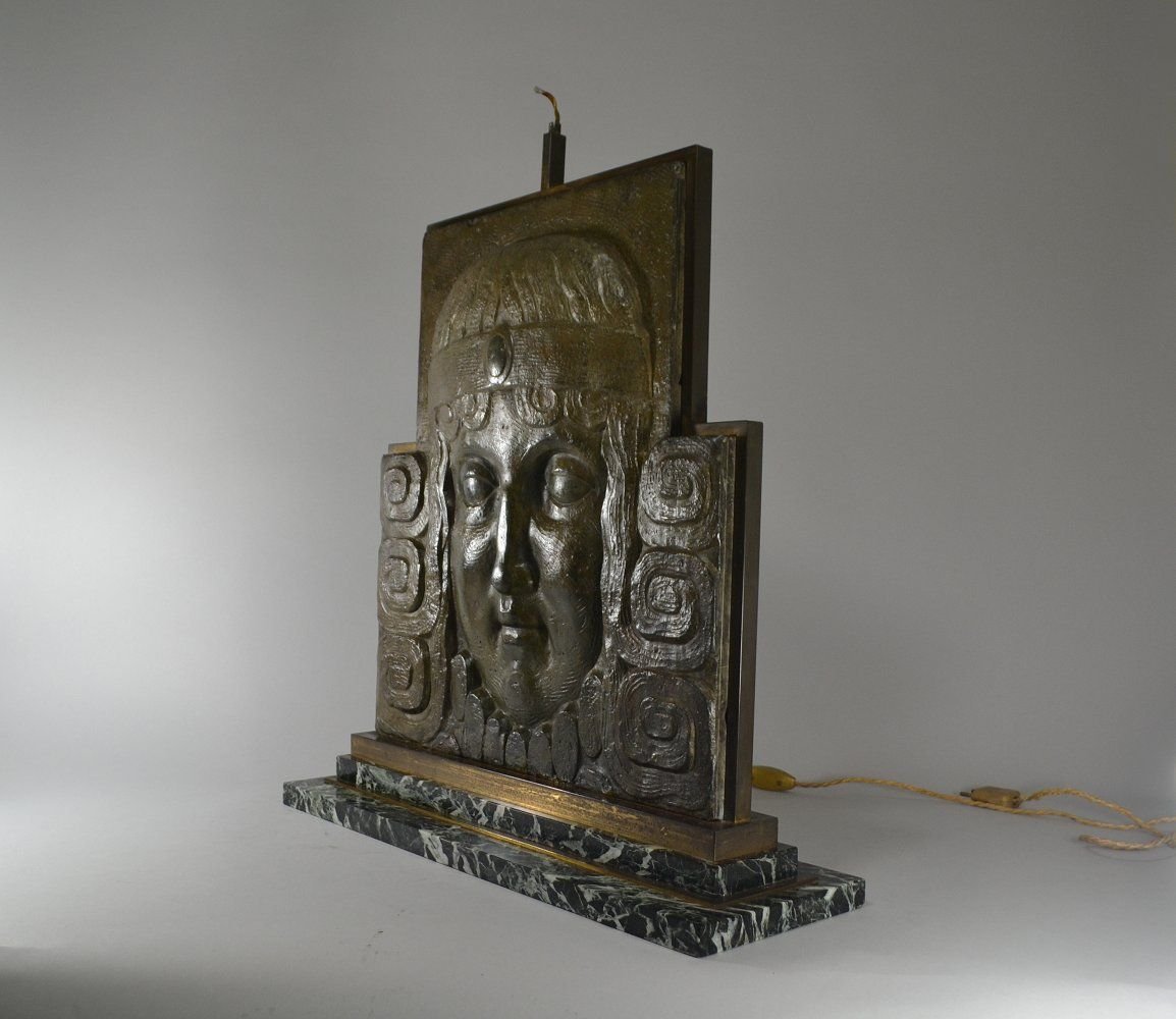 Stunning Art Deco Sculpture. Architectural. Femal Face. (janniot ?)-photo-6