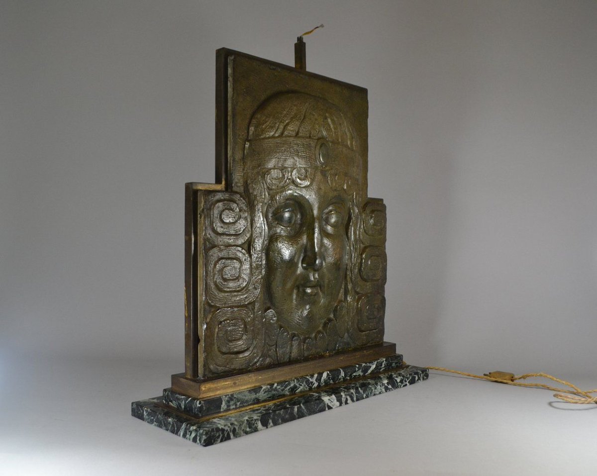 Stunning Art Deco Sculpture. Architectural. Femal Face. (janniot ?)-photo-7