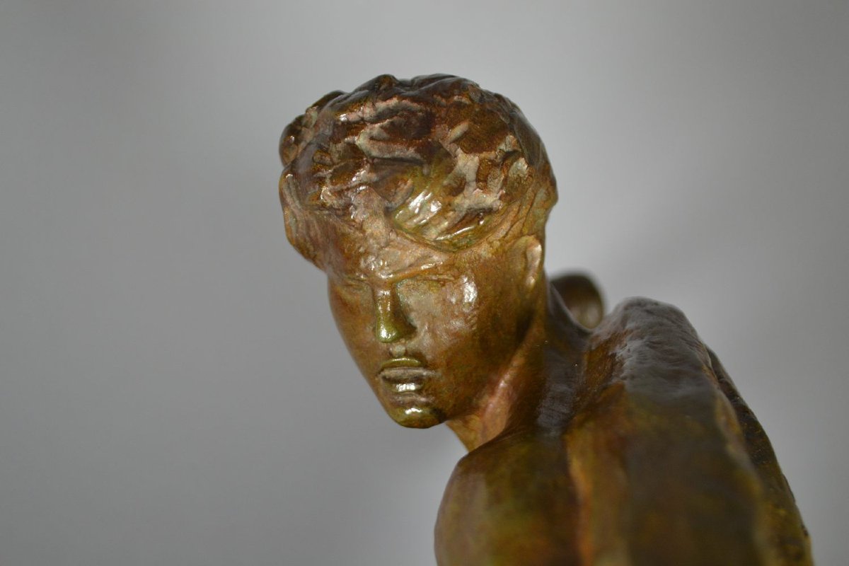 Alexandre Kelety. David With Slingshot Large Art Deco Bronze Sculpture Alexandre Kelety (1893-1-photo-4