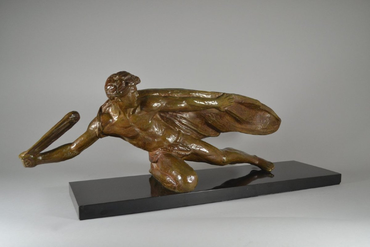 Alexandre Kelety. David With Slingshot Large Art Deco Bronze Sculpture Alexandre Kelety (1893-1-photo-1
