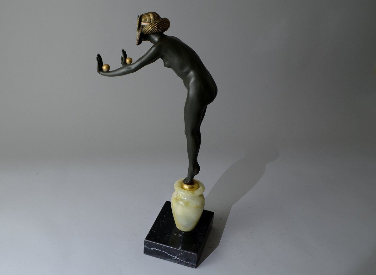 Danseuse Égyptienne par Claire COLINET — Rare sculpture en bronze art déco -photo-3