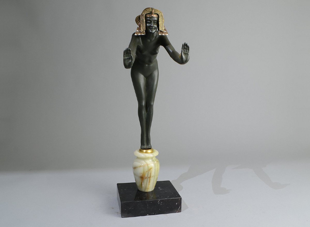 Danseuse Égyptienne par Claire COLINET — Rare sculpture en bronze art déco -photo-4