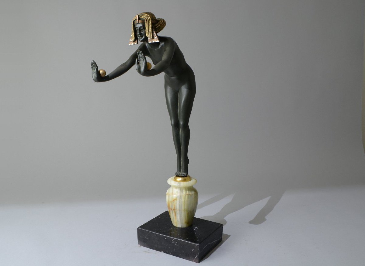Danseuse Égyptienne par Claire COLINET — Rare sculpture en bronze art déco -photo-5