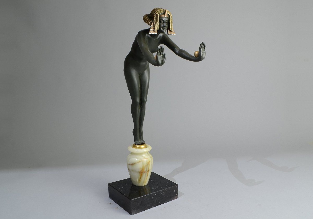 Danseuse Égyptienne par Claire COLINET — Rare sculpture en bronze art déco -photo-7