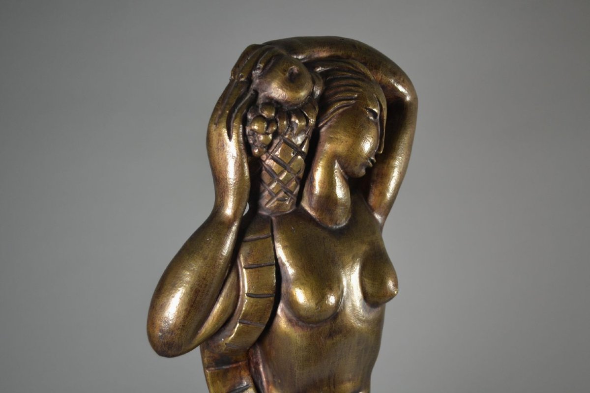 Orfeo Tamburi — Grande sculpture moderniste en bronze art déco, 1931-photo-2