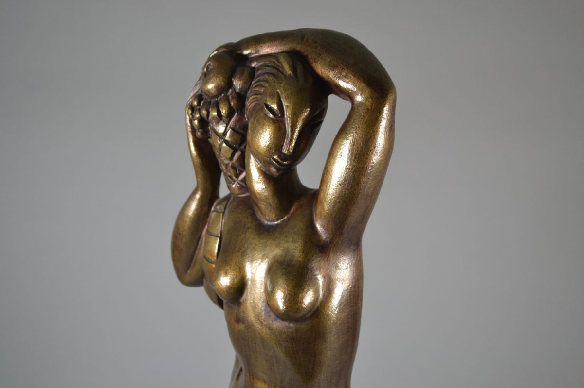 Orfeo Tamburi — Grande sculpture moderniste en bronze art déco, 1931-photo-4